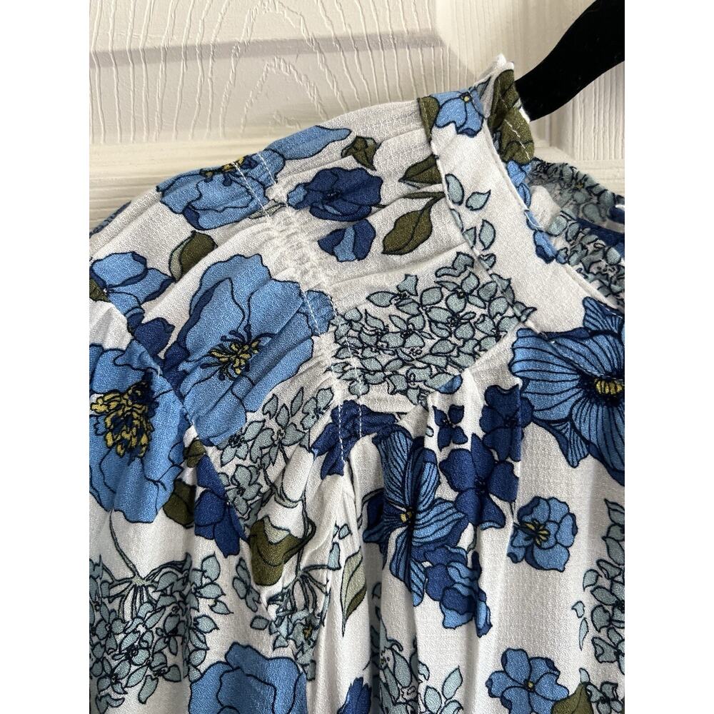 LUCKY BRAND Women's Blue Floral Bohemian Peasant Tassel Blouse Top Sz XL NWT - Picture 4 of 12